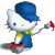 Hello Kitty waving a paint brush