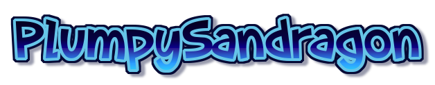 PlumpySandragon in purple/blue text